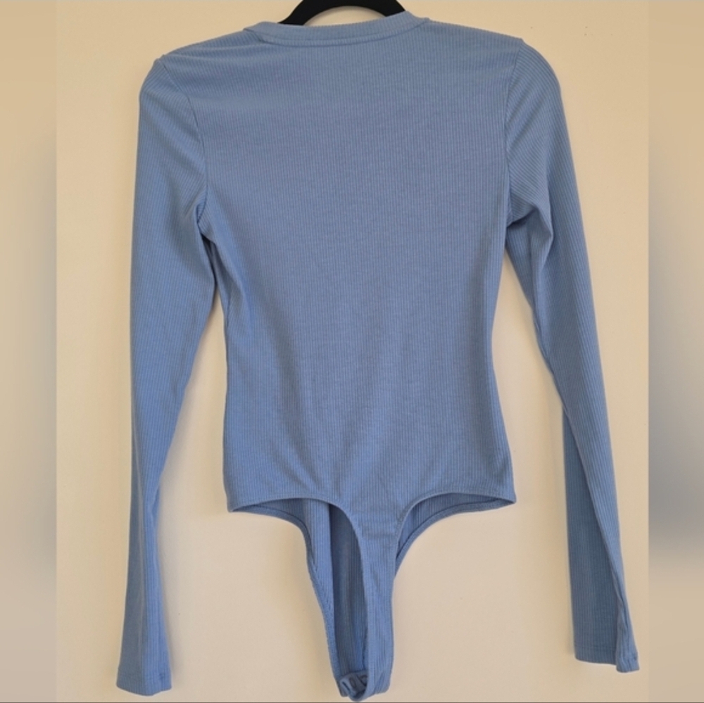 American Eagle Outfitters Sky Blue Ribbed Bodysuit Size M - Picture 3 of 4